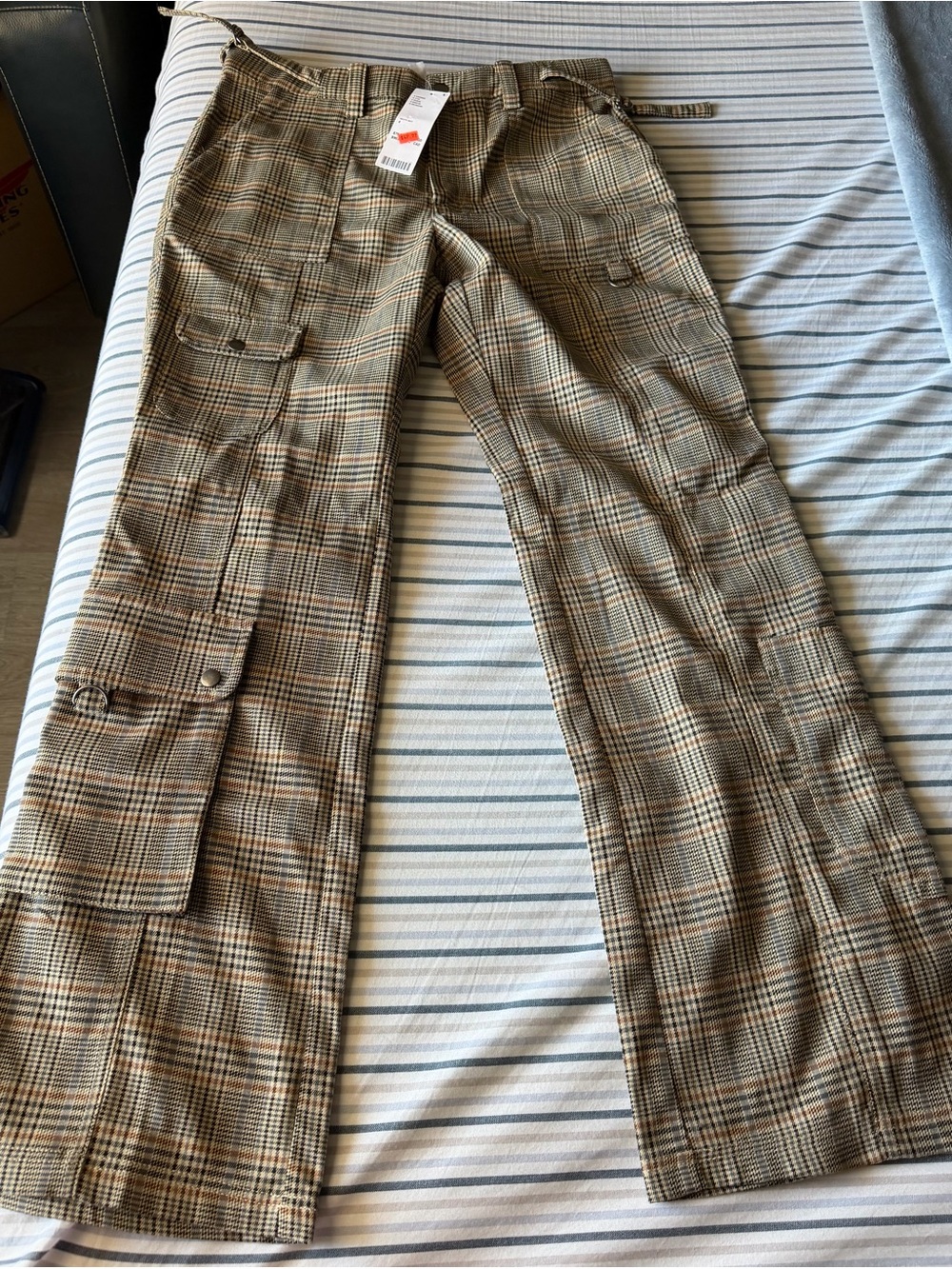 Urban Outfitters Plaid Cargo Pants in Brown and Tan